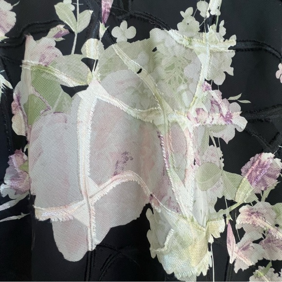 Alex Evening 3/4 sleeve scoop asymmetrical hem floral chiffon blouse Triple Tier - Picture 6 of 13